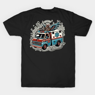 Skeleton Driving Ambulance - Untextured T-Shirt